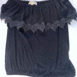 womens black embellished short sleeve top